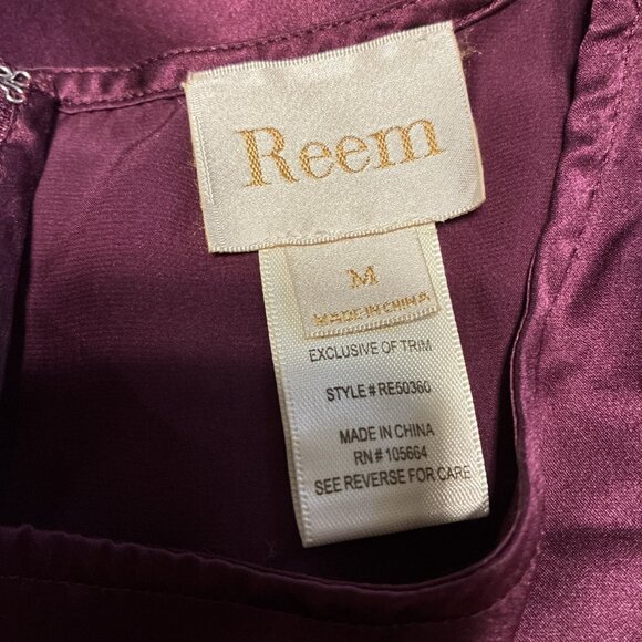 Reem Solid Boysenberry Purple Crew Neck Silk Tank Top Medium - Picture 3 of 4